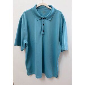 Grand Slam Mens Turquoise Polo Shirt Size L/XL Short Sleeve Lightweight Polyeste